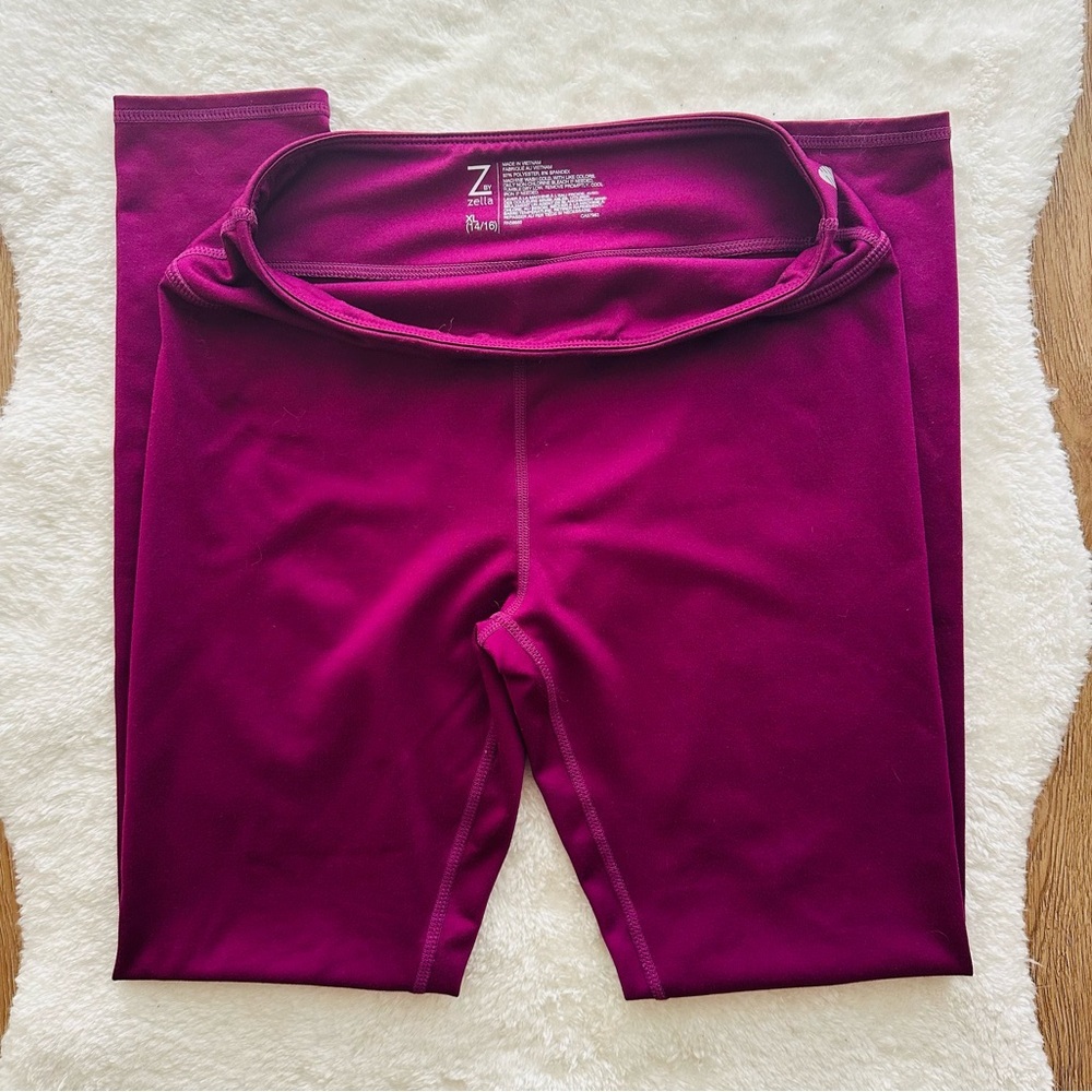 Zella Magenta Girls Leggings with High-Waisted Design Size XL